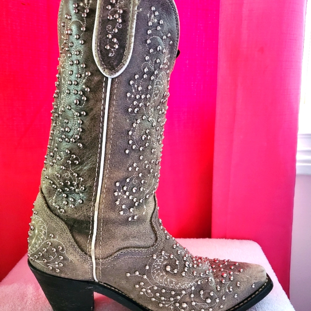 Cowboy boots with silver studs